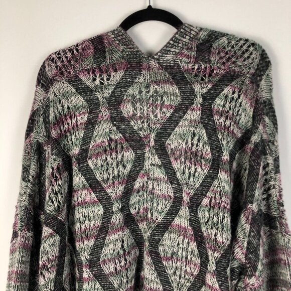 Soft Surroundings Open Front Cardigan Sweater One Size Gray Knit Long Sleeve - Picture 7 of 9